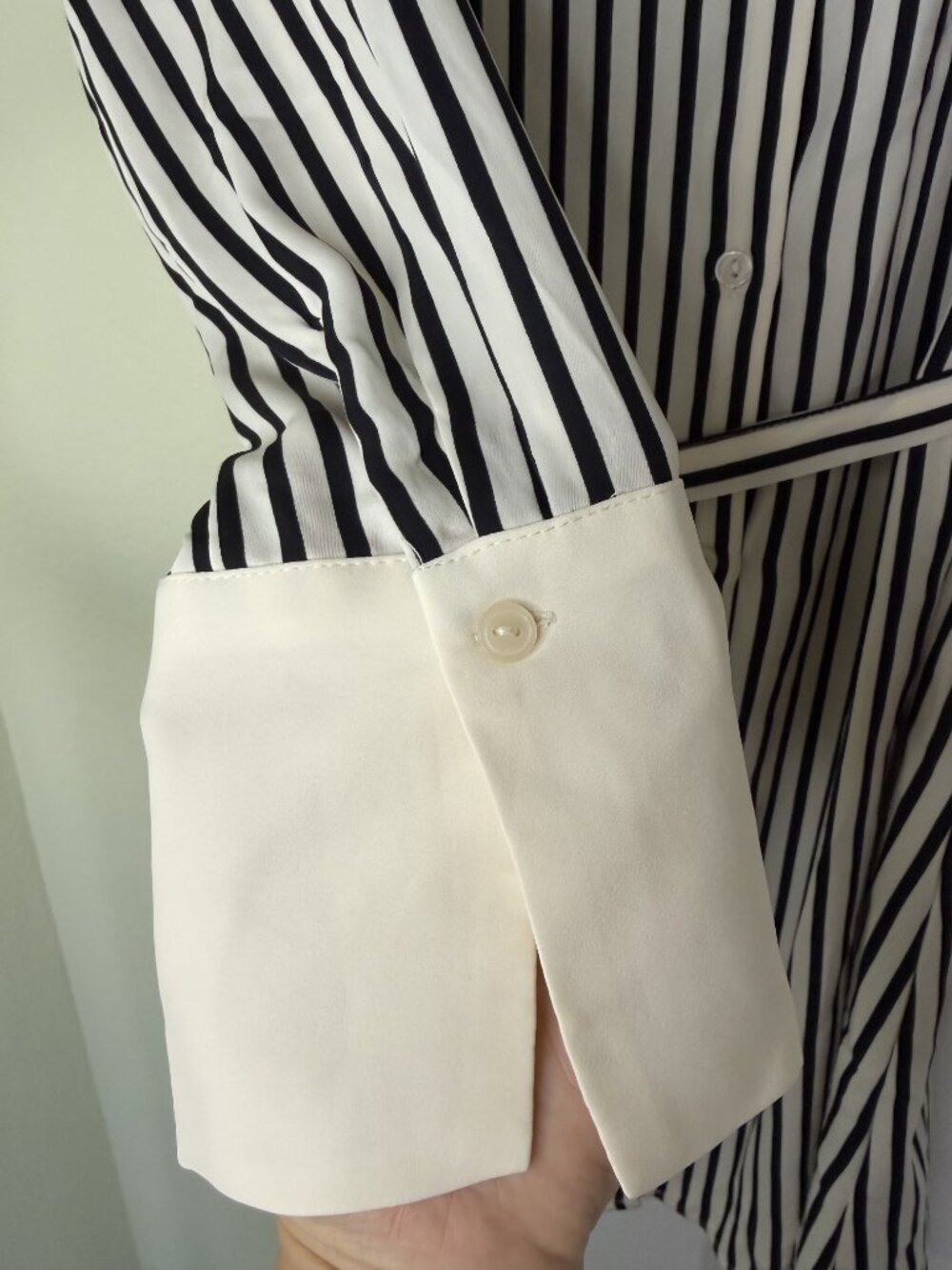 Black & White Striped Shirt Dress with Belt | Size M - Picture 7 of 8